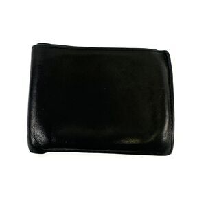 Tumi Black Leather Wallet Slim Flat Smooth Bi-Fold Credit Cards Slots Unisex